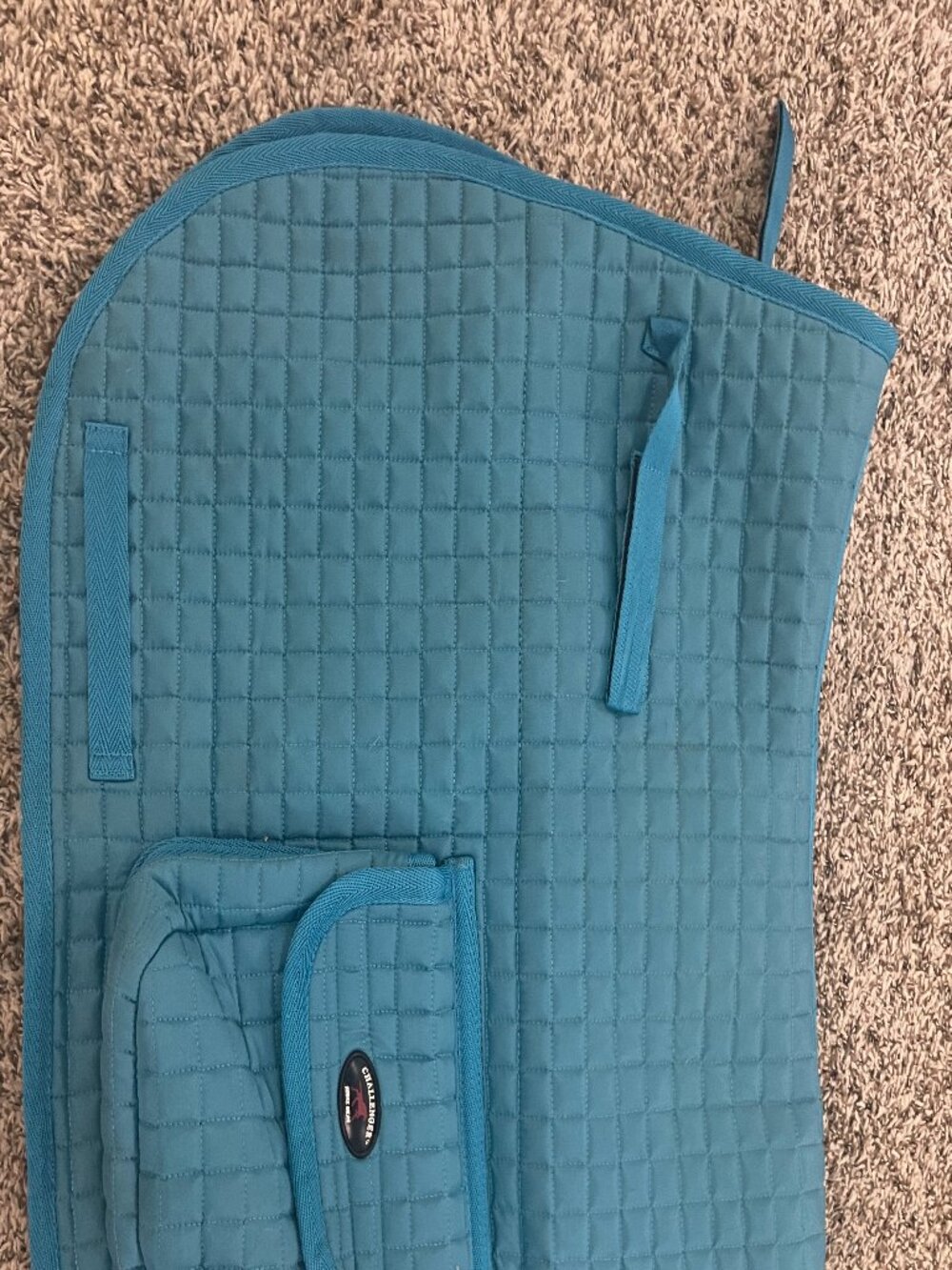 Horse English Saddle Pad with Velcro Pockets, Fleece Lined, All Purpose, Teal